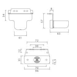 Asp&ouml;ck Flatpoint 1 LED sidemarkeringslygte med vinklet beslag