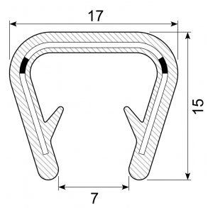 Gummi Kantliste U- Profil 15/17/10-12 mm