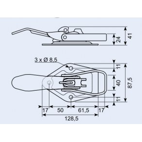 Galv. hgtelukker m. fjederpal